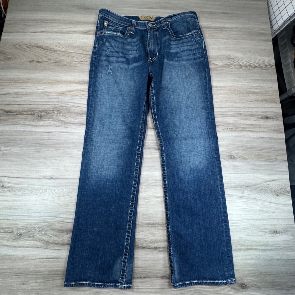 Big Star Pioneer Bootcut Jeans Mens 36R Medium Wash Contrast Stitch Buckle